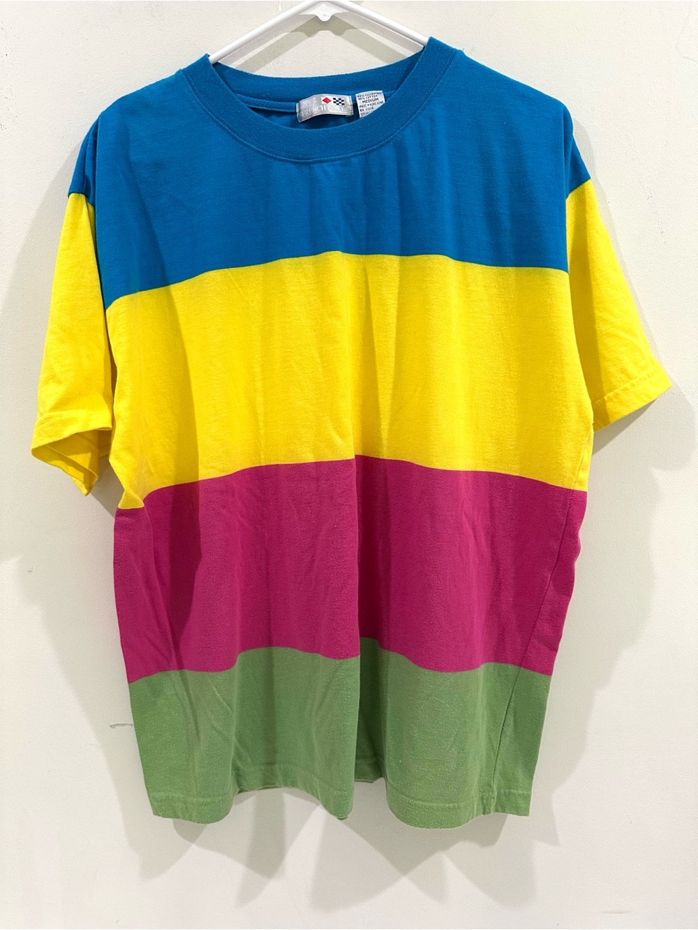 Vintage 80s 90s French Navy Rainbow Striped Short Sleeve T Shirt Women’s- M